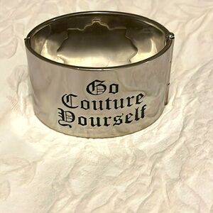 VINTAGE Juicy Couture Y2K Bracelet Slogan Cuff Bangle GO COUTURE YOURSELF Silver